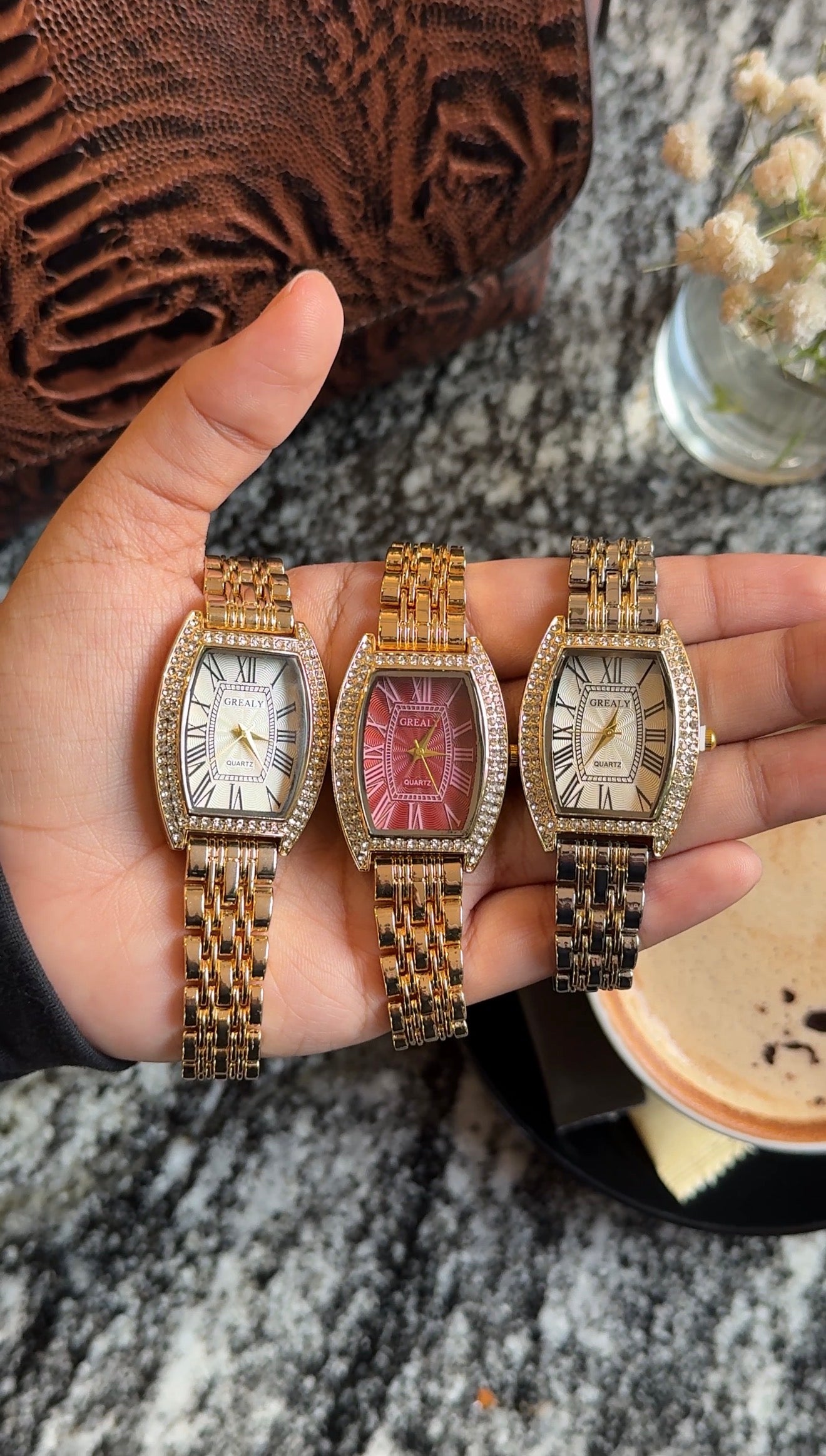 Grealy Maroon + Clover Bracelet (Free)+ Mystery Ring(Free)