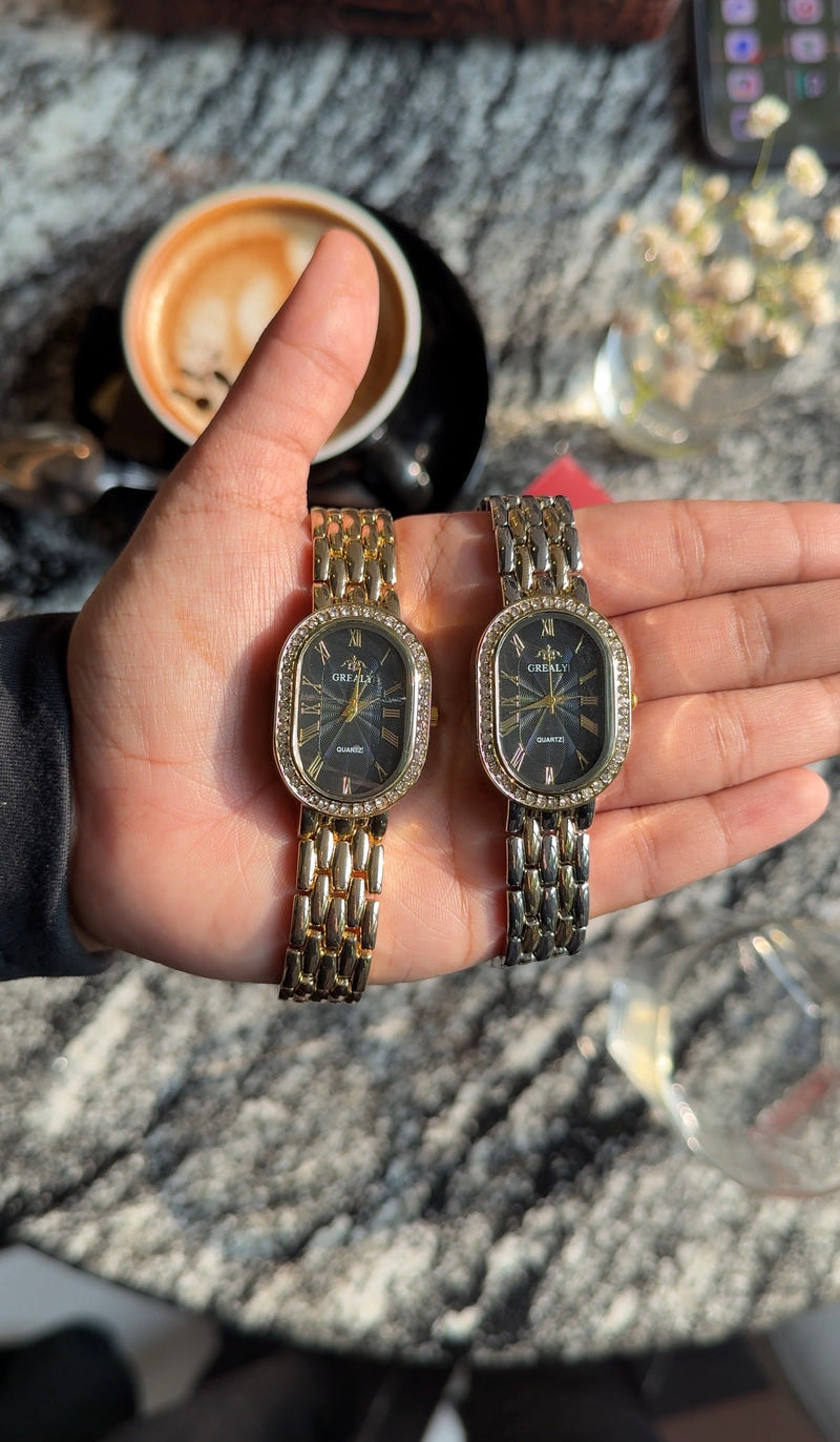GREALY Black Golden + Clover Bracelet (Free)+ Mystery Ring(Free)