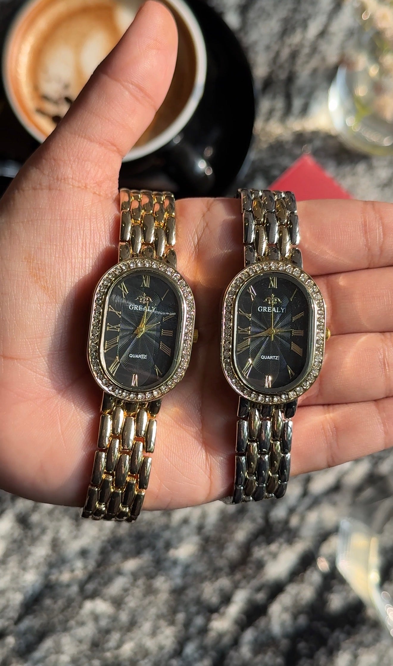 GREALY Black Golden + Clover Bracelet (Free)+ Mystery Ring(Free)