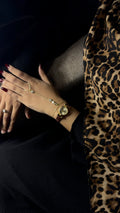 Gogoey Mesh Stra GOld + Solitaire Stone Handchain Combo