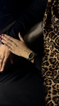 Grealy Gold Black Dial + Solitaire Stone Handchain Combo