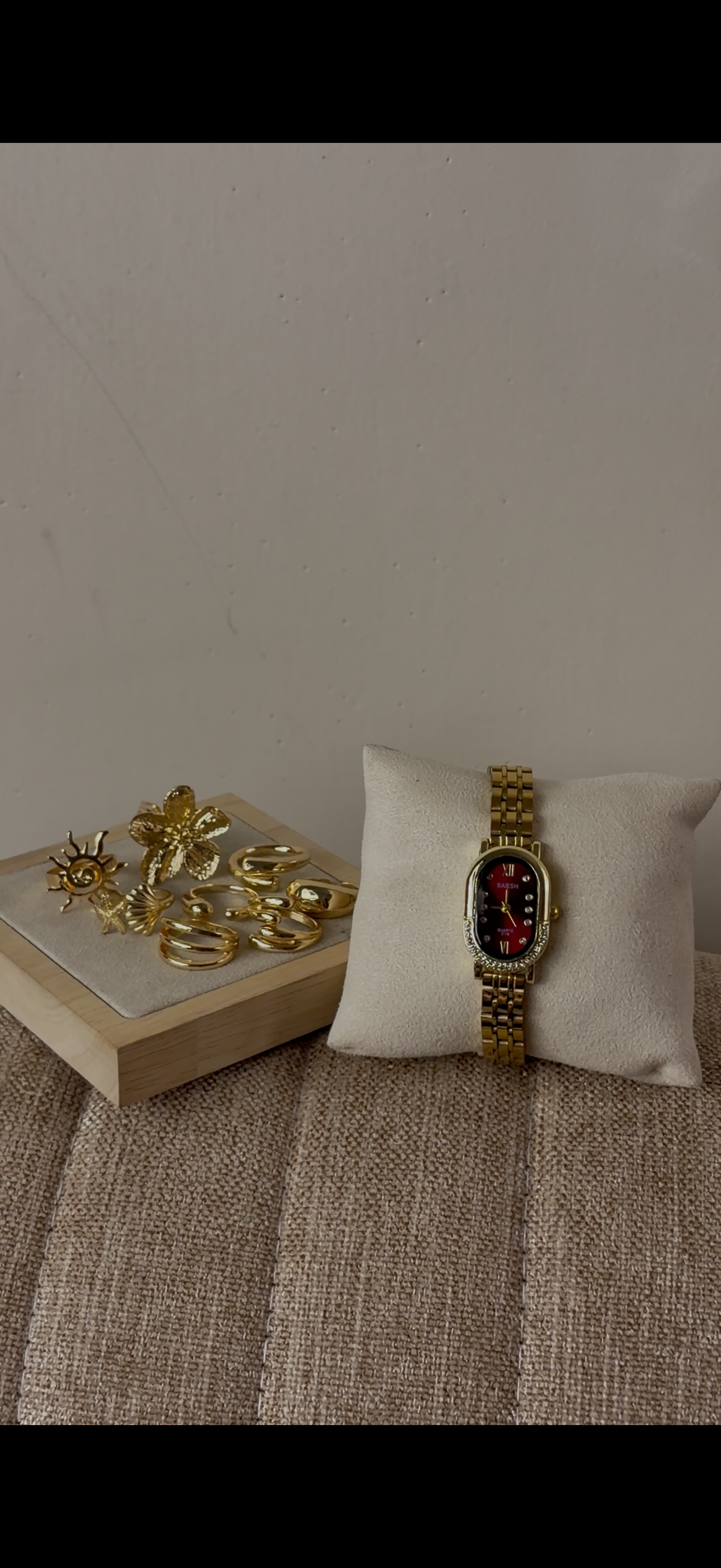 Barsh burgundy oval Watch + ring set free