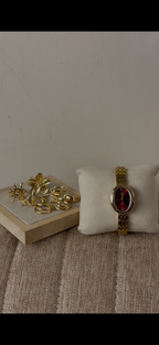 Barsh oval maroon Watch + ring set free