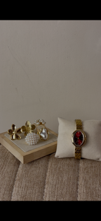 Barsh oval maroon Watch + ring set free