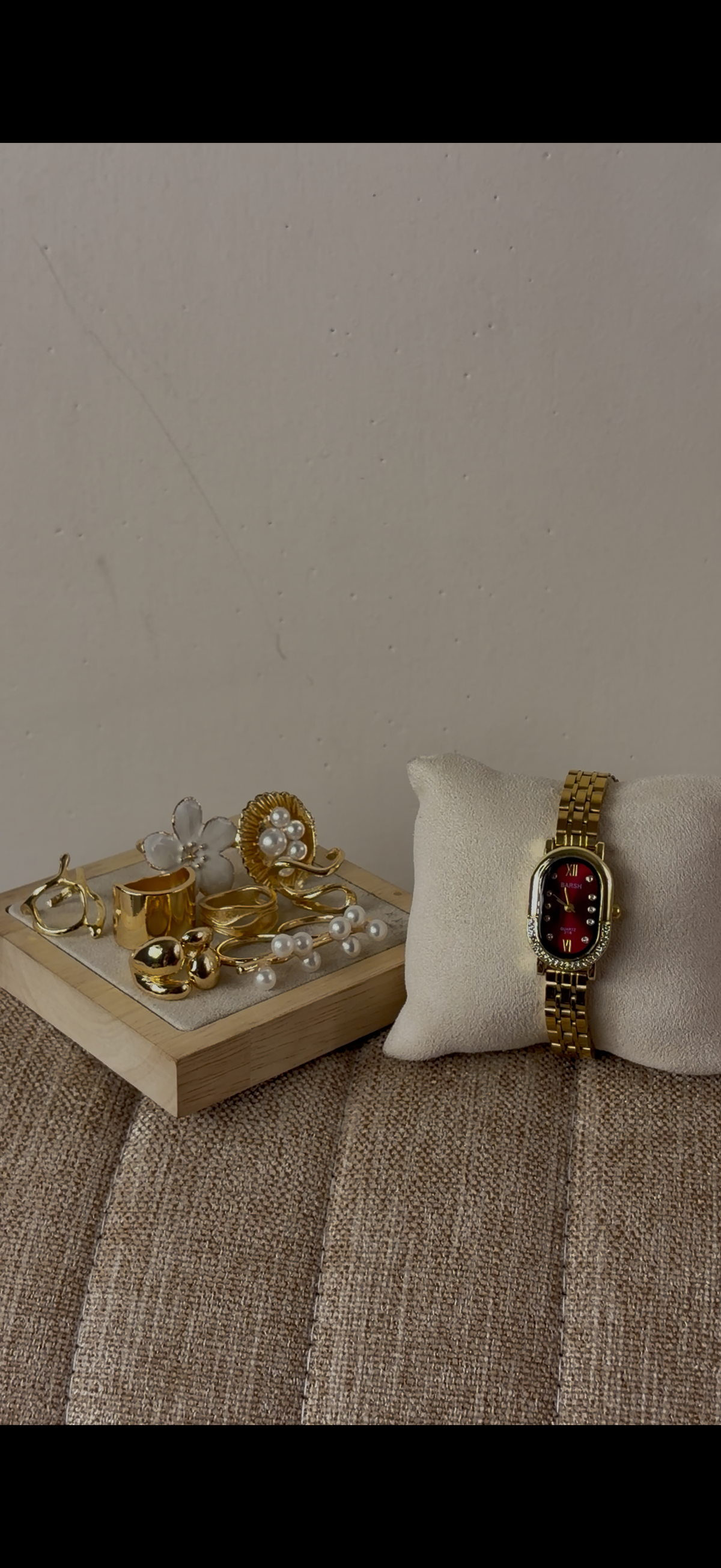 Barsh burgundy oval Watch + ring set free
