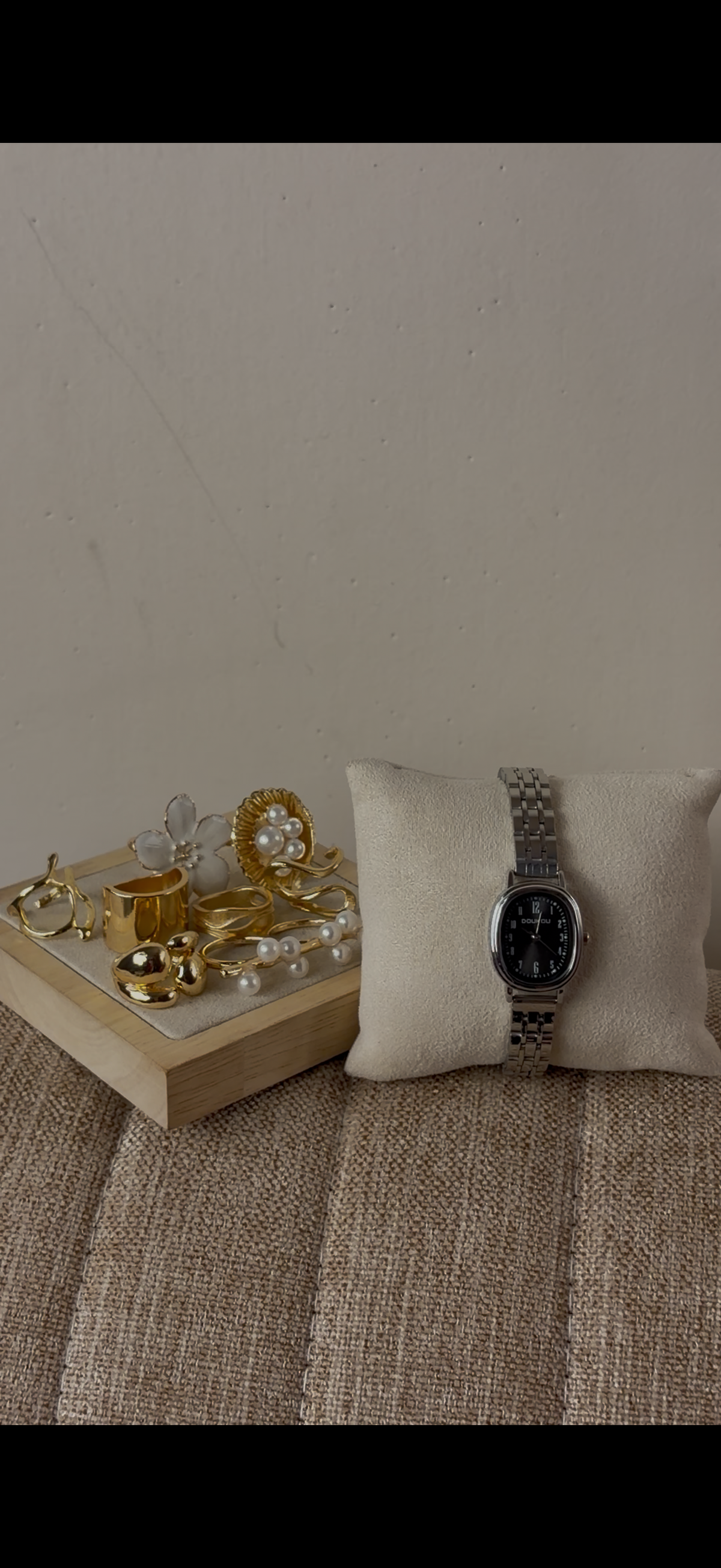 Doukou black dial Watch + ring set free