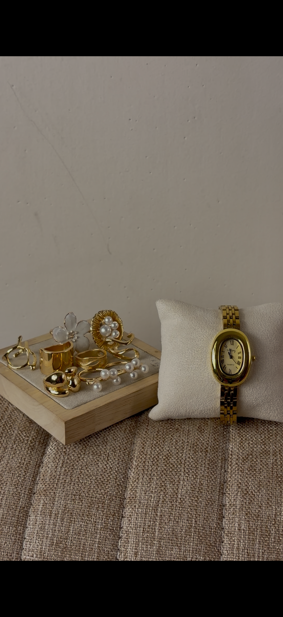 Gogoey gold oval Watch + ring set free