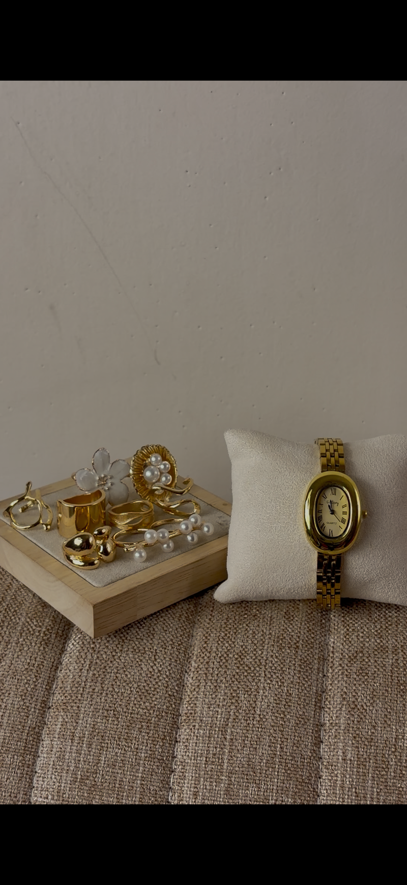 Gogoey gold oval Watch + ring set free