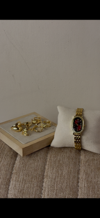 Barsh burgundy oval Watch + ring set free