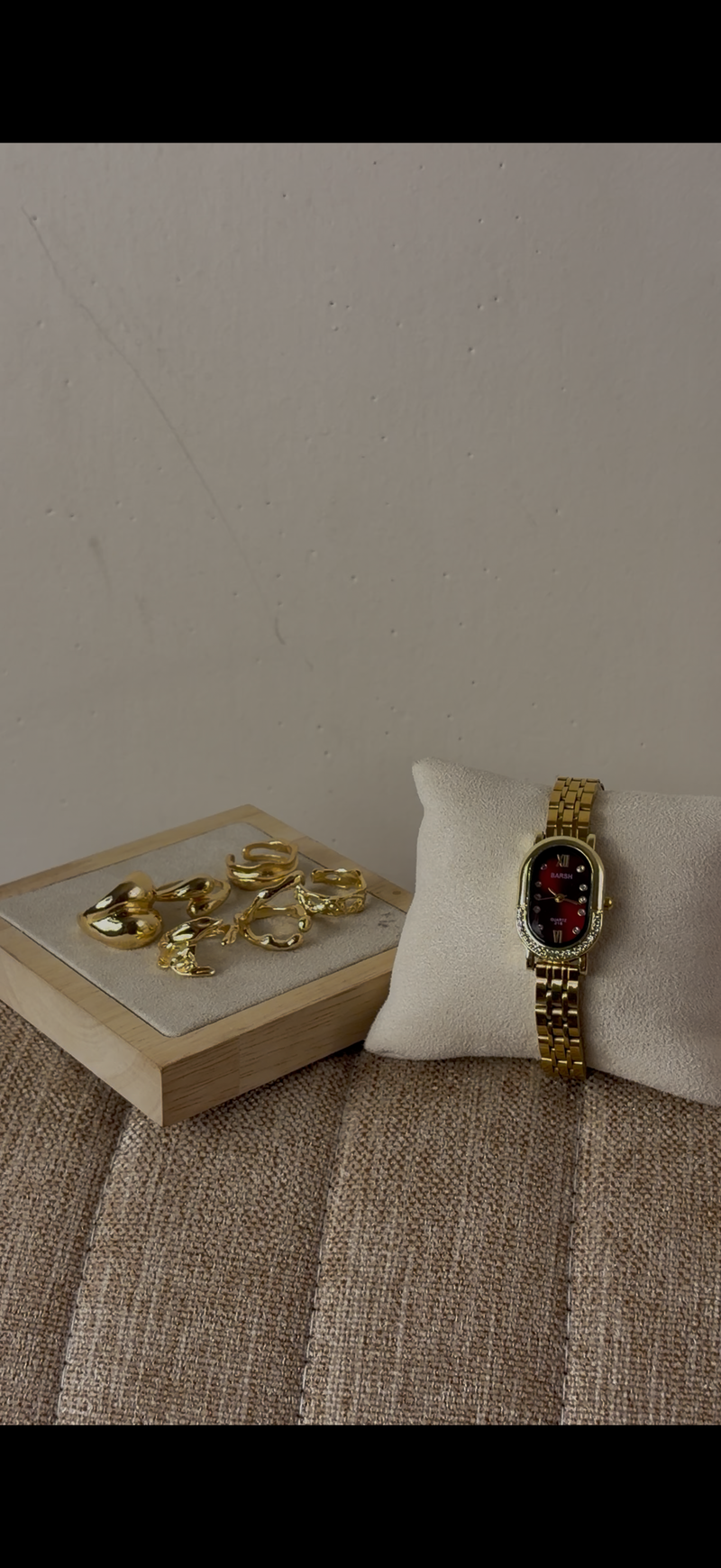 Barsh burgundy oval Watch + ring set free