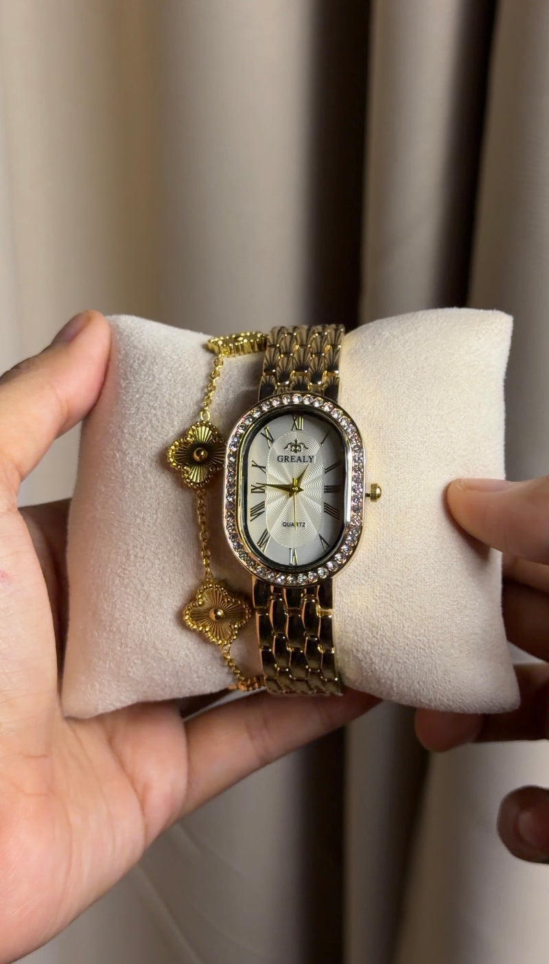 GREALY Gold + Clover Bracelet (Free)+ Mystery Ring(Free)