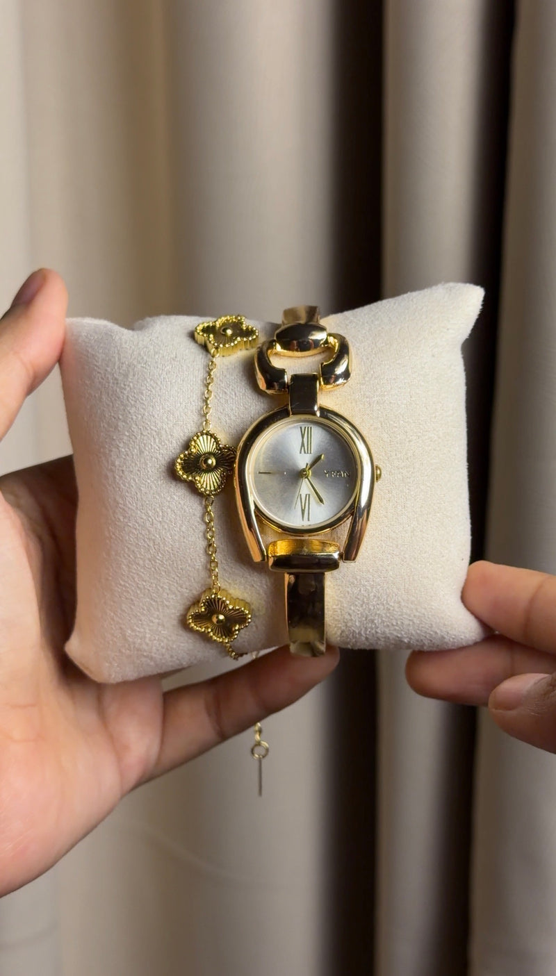 Vintage ✨ Golden + Clover Bracelet (Free)+ Mystery Ring(Free)