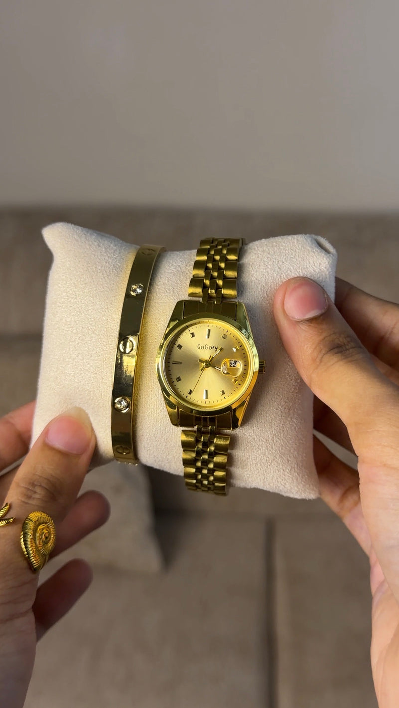 Gogey Queno Gold + Clover Bracelet (Free)+ Mystery Ring(Free)