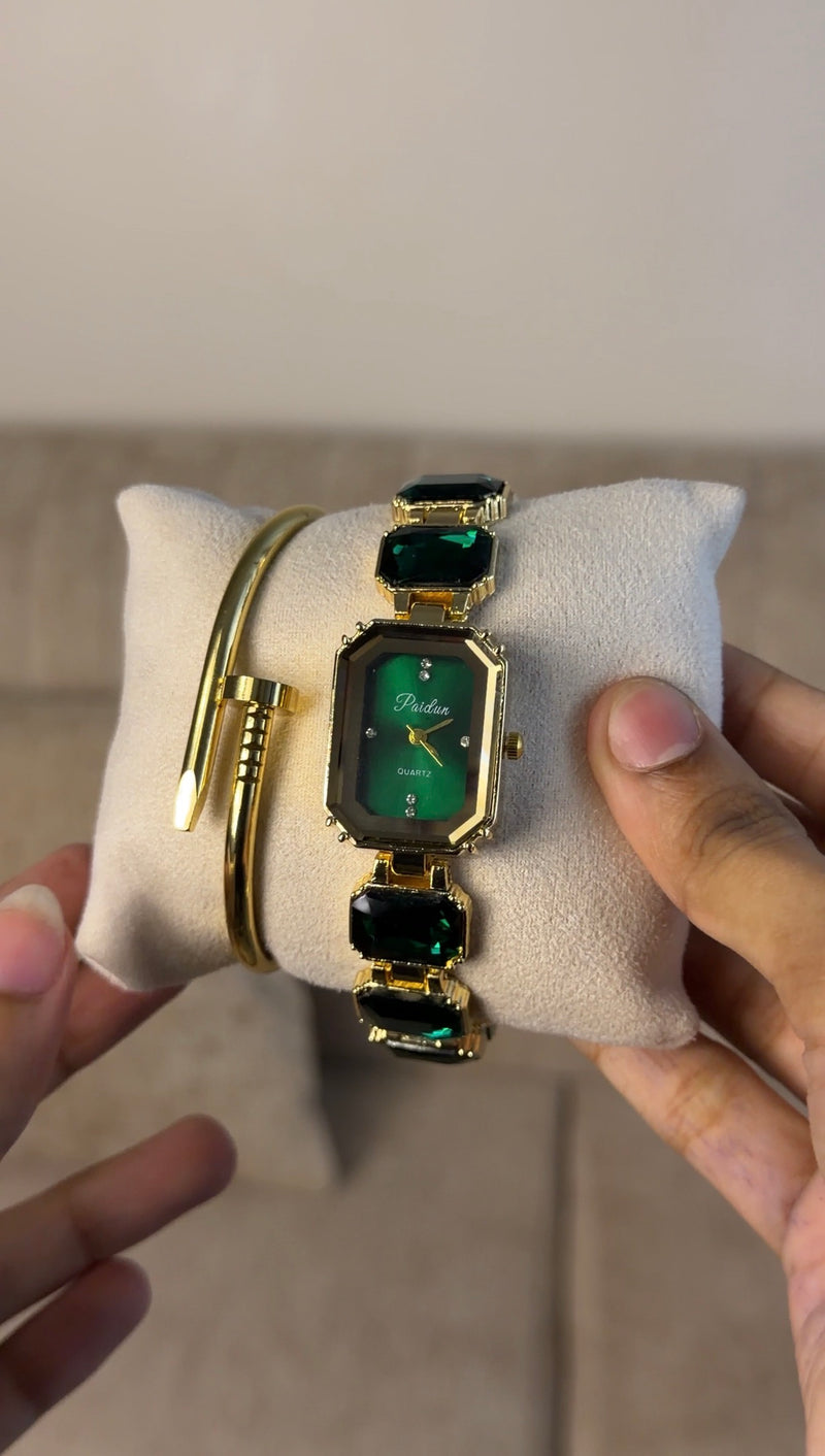 Green Emerald Cut + Get 1 Watch (70% Off)