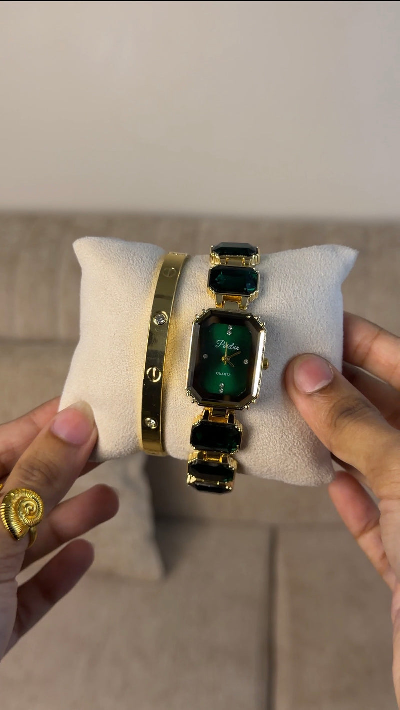Green Emerald Cut + Get 1 Watch (70% Off)