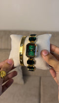 Green Emerald Cut + Cartier Love Bracelet (Free)