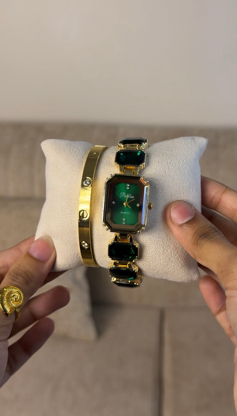 Green Emerald Cut + Get 1 Watch (70% Off)
