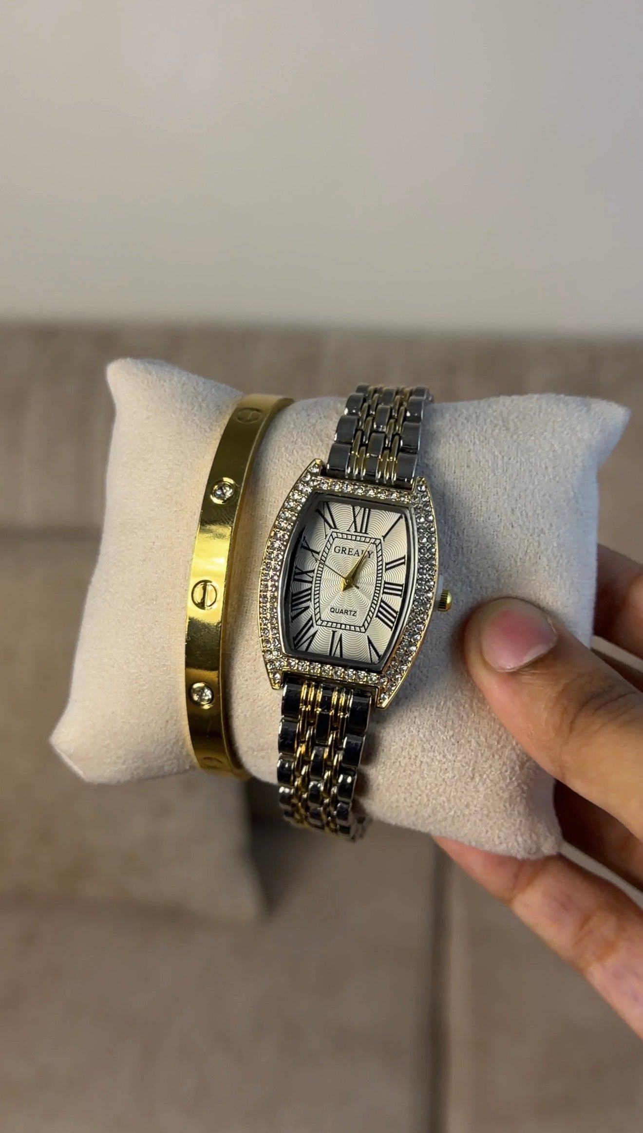 Grealy Gold Silver + Clover Bracelet (Free)+ Mystery Ring(Free)