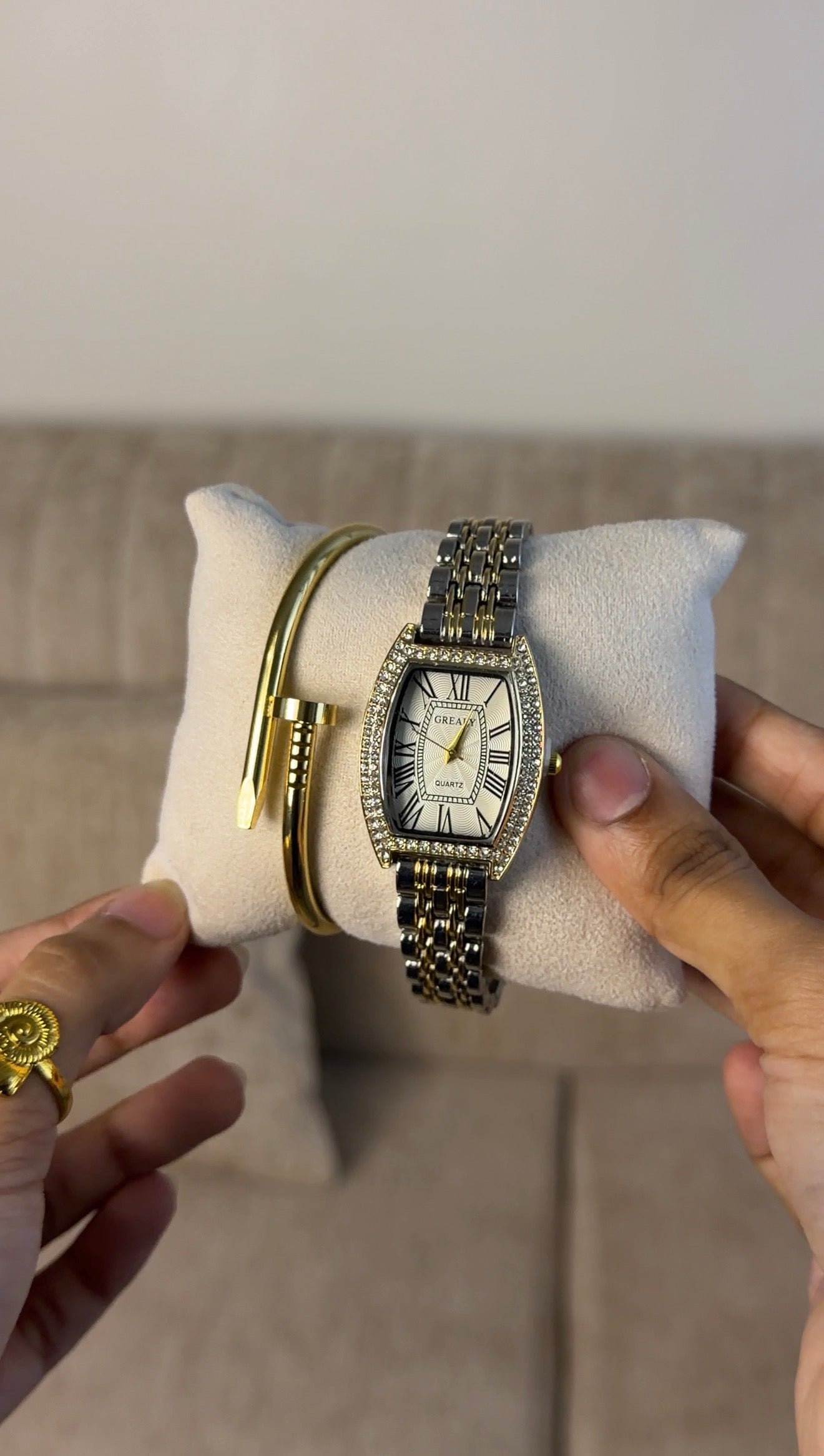 Grealy Gold Silver + Clover Bracelet (Free)+ Mystery Ring(Free)