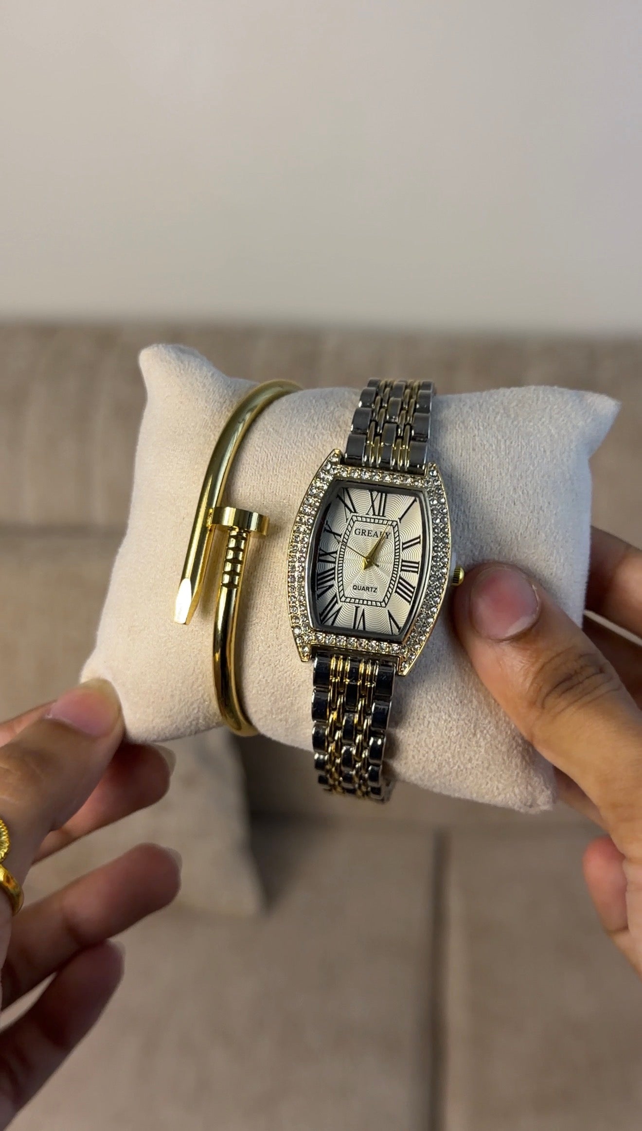 Grealy Gold Silver + Clover Bracelet (Free)+ Mystery Ring(Free)