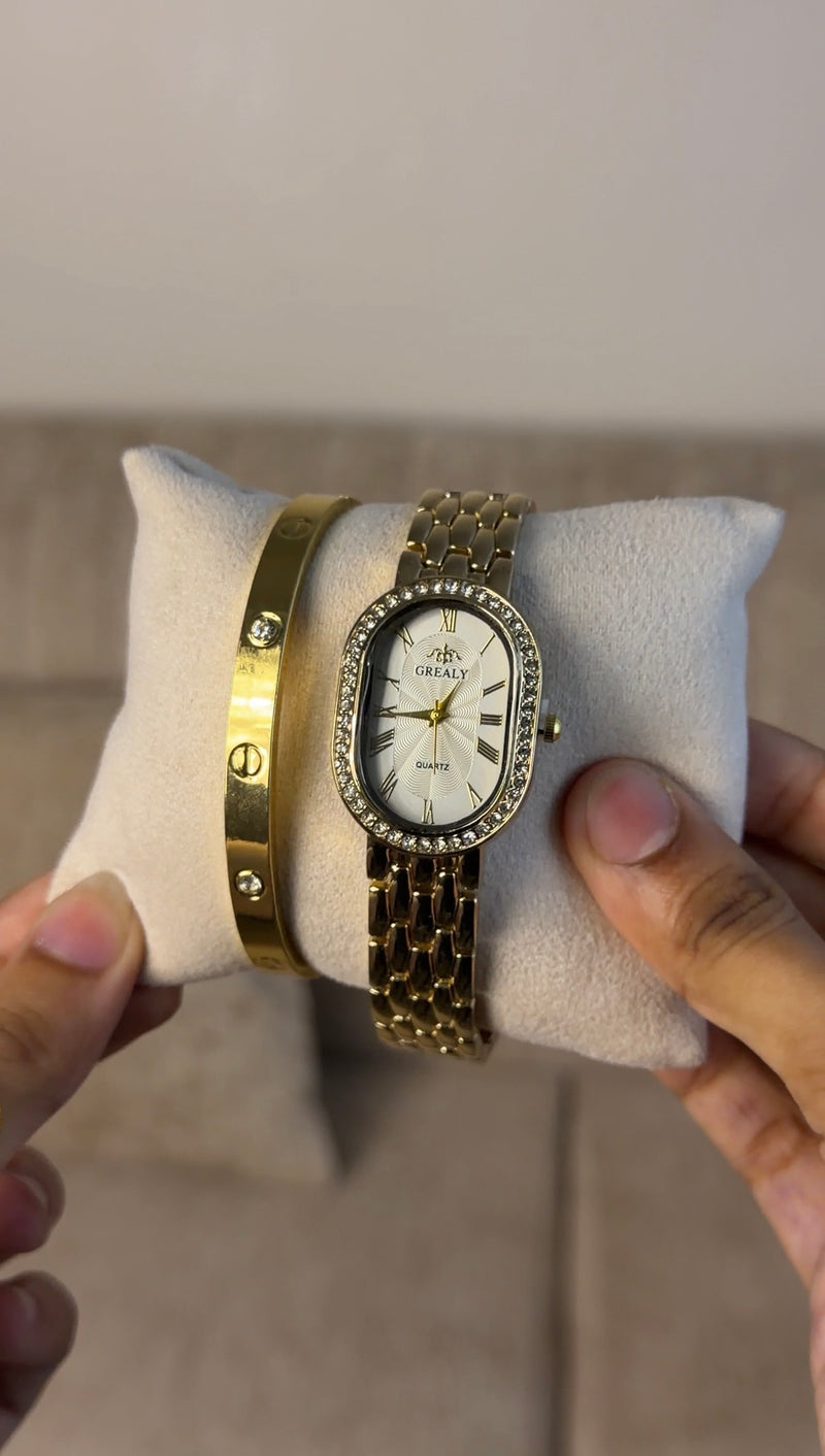 GREALY Gold + Clover Bracelet (Free)+ Mystery Ring(Free)