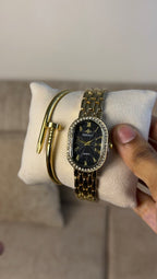 GREALY Black Golden + Clover Bracelet (Free)+ Mystery Ring(Free)