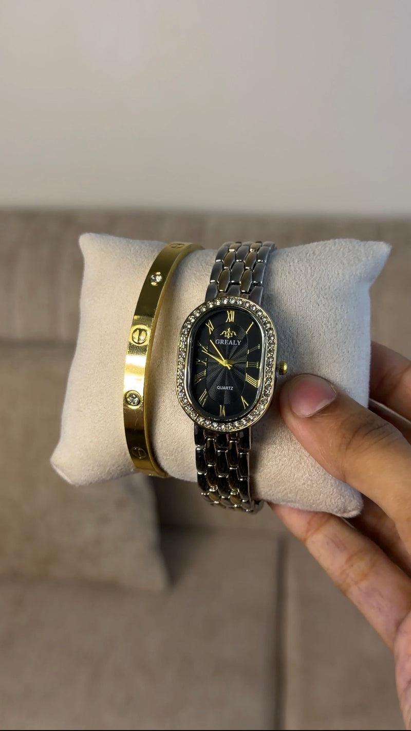 GREALY Black silver +Get 1 cartier belt watch (70% off)
