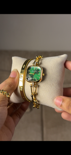 Eliyina Sqaure Full Dial Green + Clover Bracelet (Free) + Mystery Ring (Free)