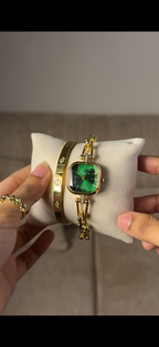 Eliyina Sqaure Full Dial Green + Clover Bracelet (Free) + Mystery Ring (Free)