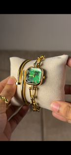 Eliyina Sqaure Full Dial Green + Clover Bracelet (Free) + Mystery Ring (Free)