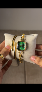 Eliyina Sqaure Full Dial Green + Clover Bracelet (Free) + Mystery Ring (Free)