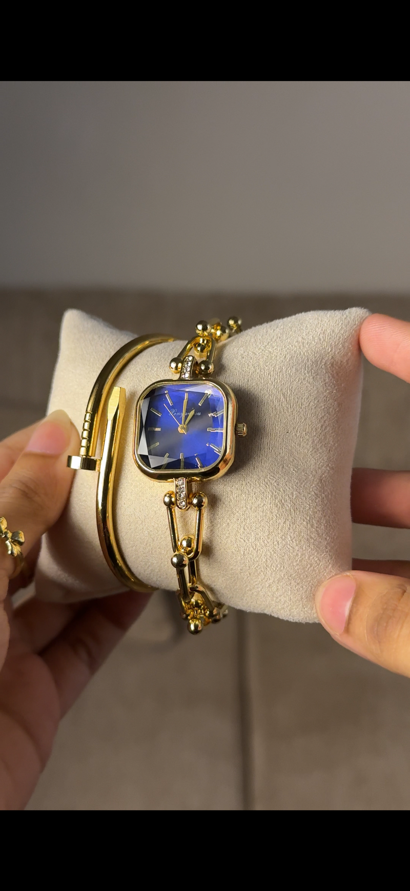 Eliyina Sqaure Full Dial  Blue + Cartier Love Bracelet (Free)