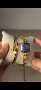 Eliyina Sqaure Full Dial  Blue + Cartier Love Bracelet (Free)