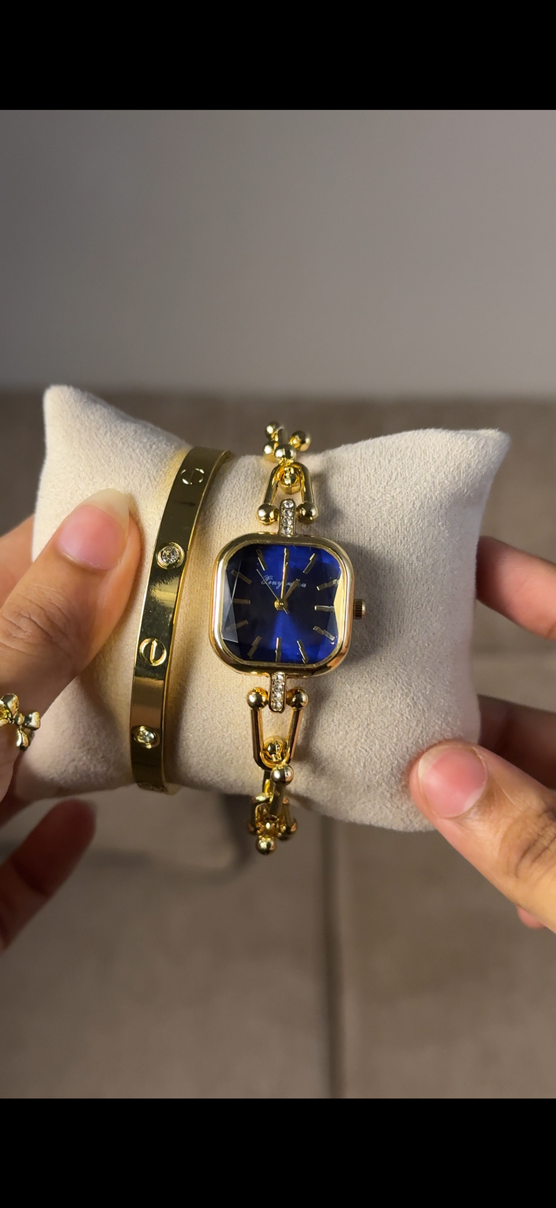 Eliyina Sqaure Full Dial  Blue + Cartier Love Bracelet (Free)
