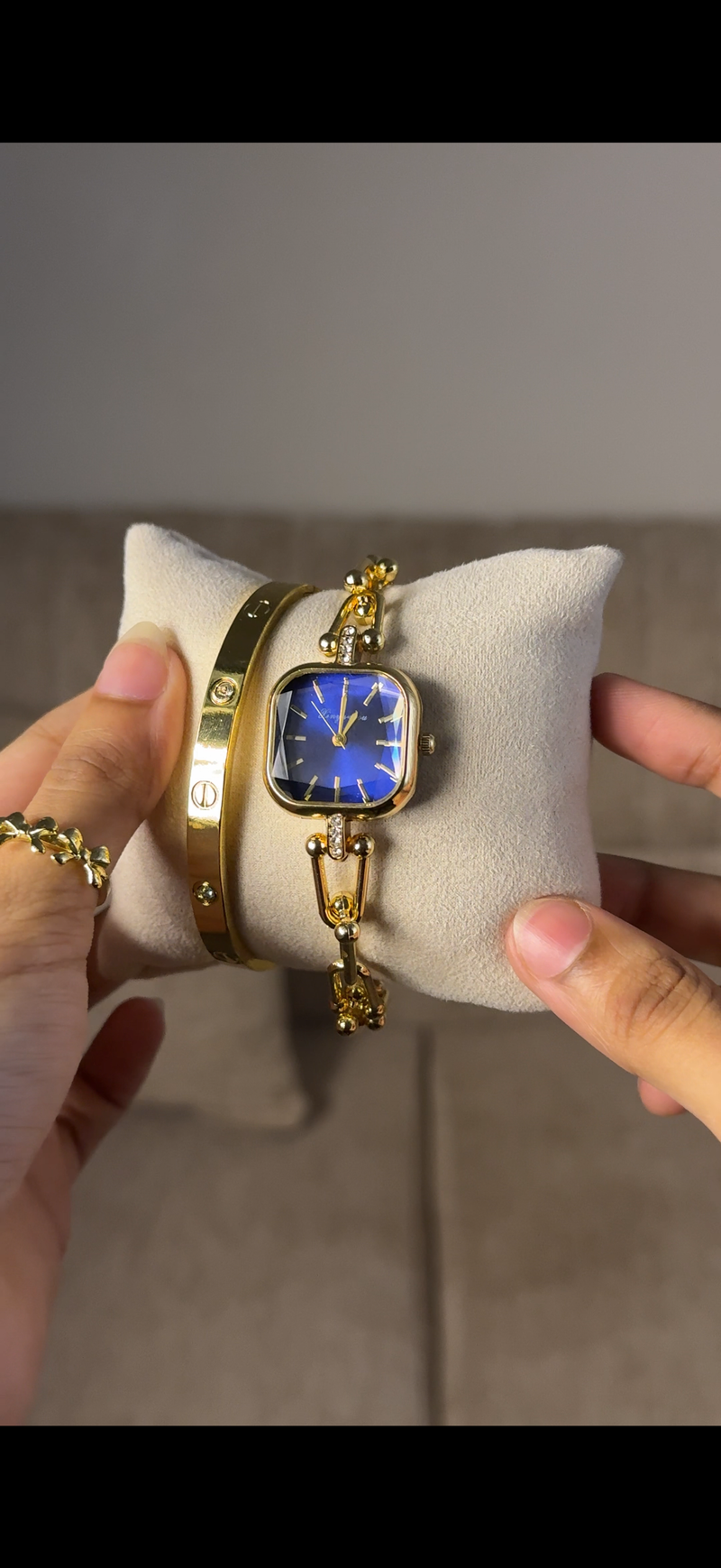 Eliyina Sqaure Full Dial  Blue + Cartier Love Bracelet (Free)