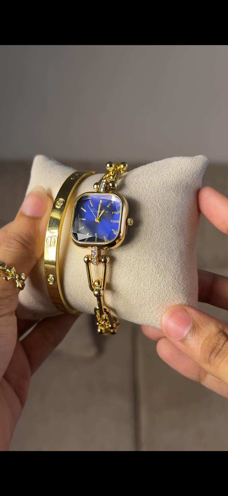 Eliyina Sqaure Full Dial  Blue + Cartier Love Bracelet (Free)