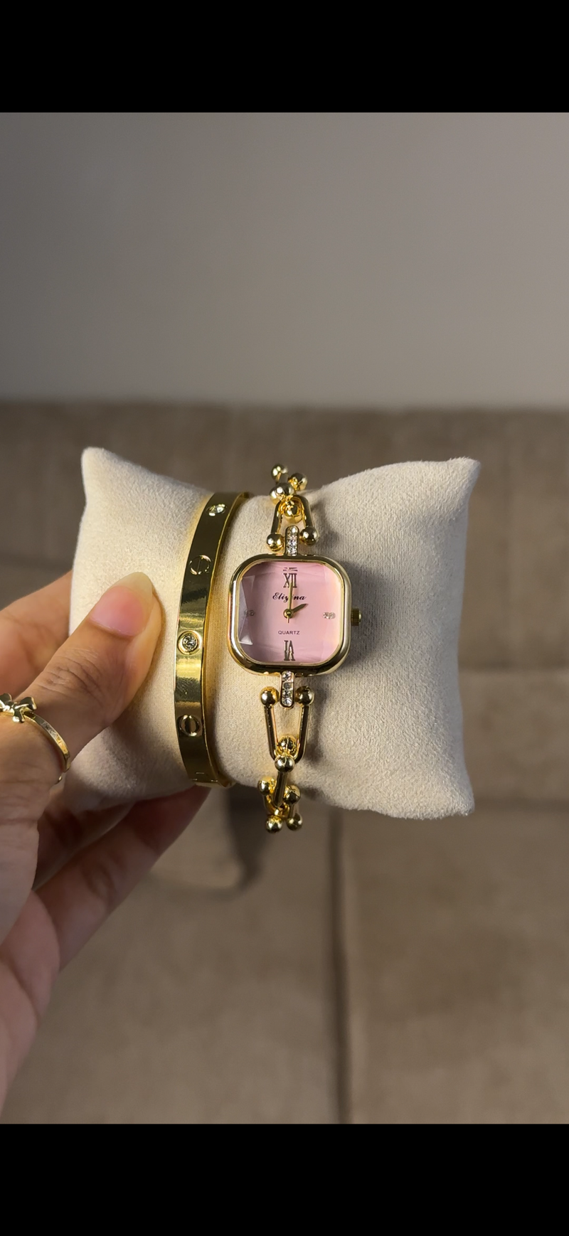 Eliyina Sqaure Half Baby Pink + Cartier Love Bracelet (Free)