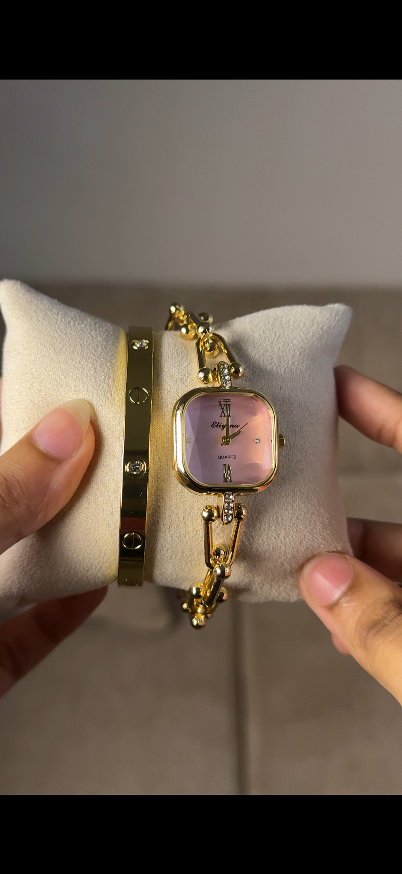 Eliyina Sqaure Half Baby Pink + Cartier Love Bracelet (Free)