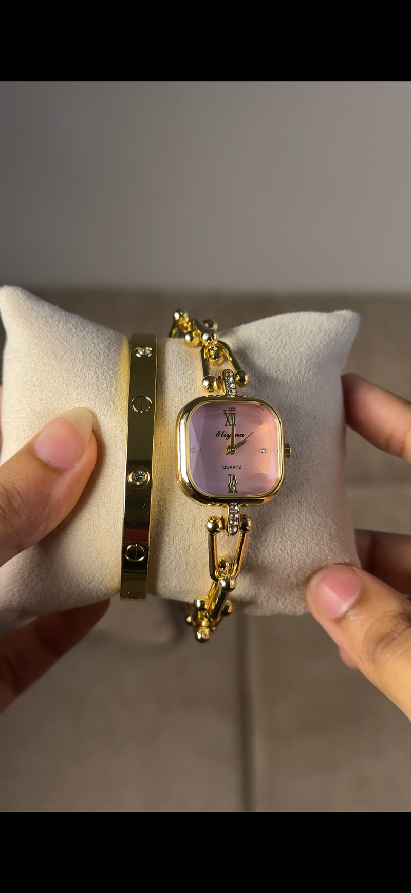 Eliyina Sqaure Half Baby Pink + Cartier Love Bracelet (Free)