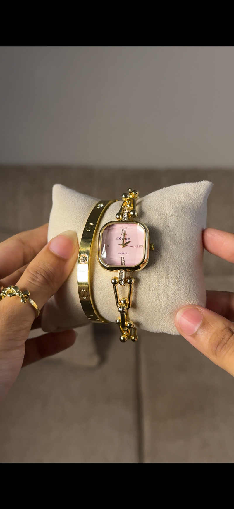 Eliyina Sqaure Half Baby Pink + Cartier Love Bracelet (Free)
