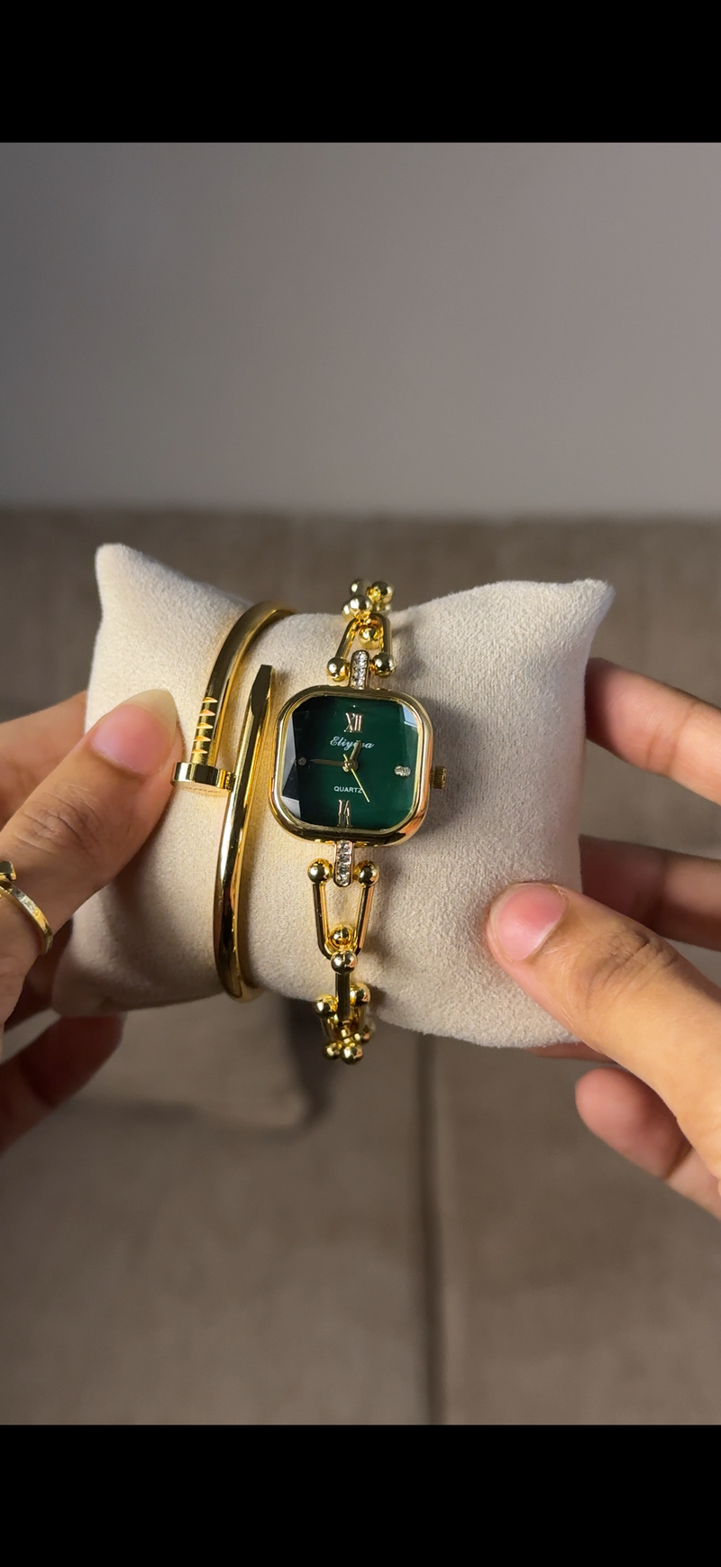 Eliyina Sqaure Half Green + Cartier Love Bracelet (Free)