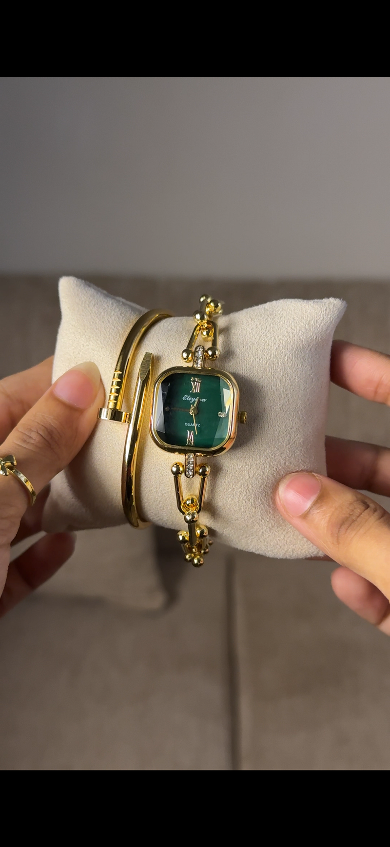 Eliyina Sqaure Half Green + Cartier Love Bracelet (Free)