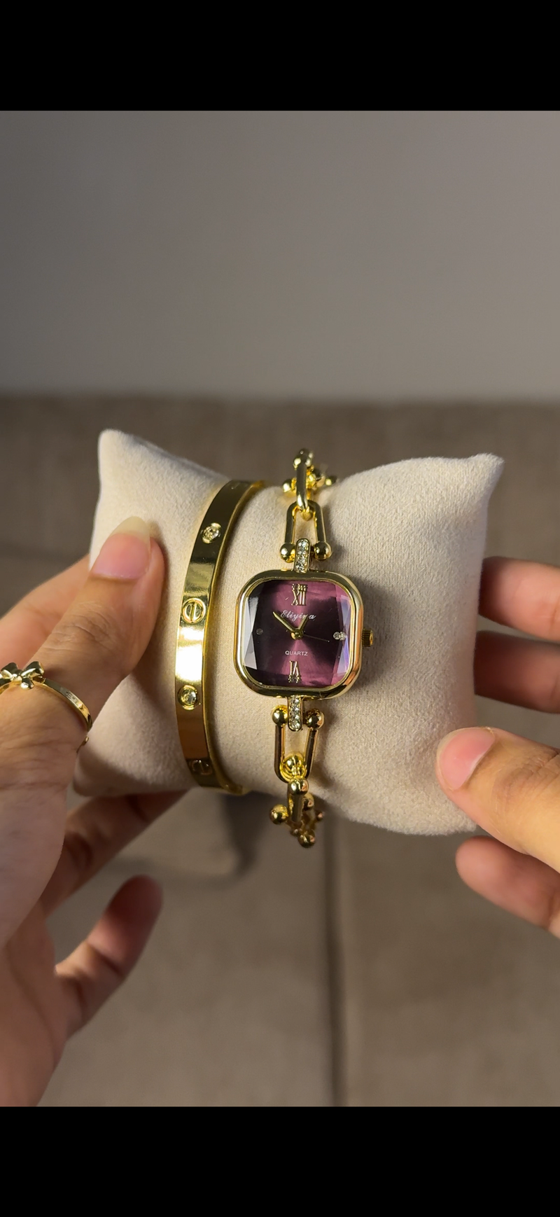 Eliyina Sqaure Half Purple + Cartier Love Bracelet (Free)