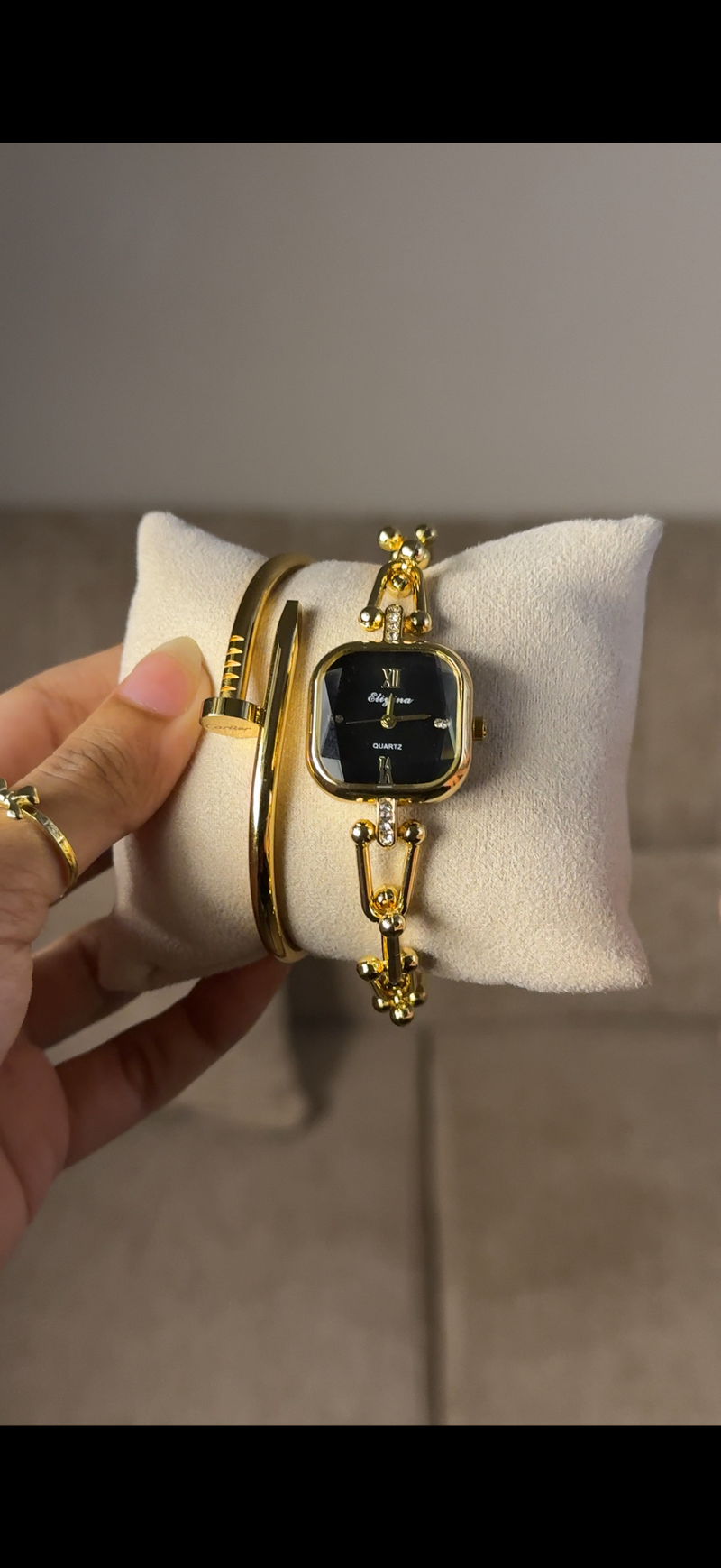 Eliyina Sqaure Half Black + Cartier Love Bracelet (Free)