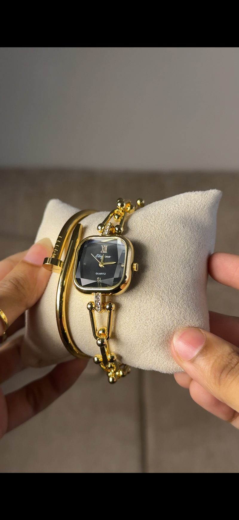 Eliyina Sqaure Half Black + Cartier Love Bracelet (Free)