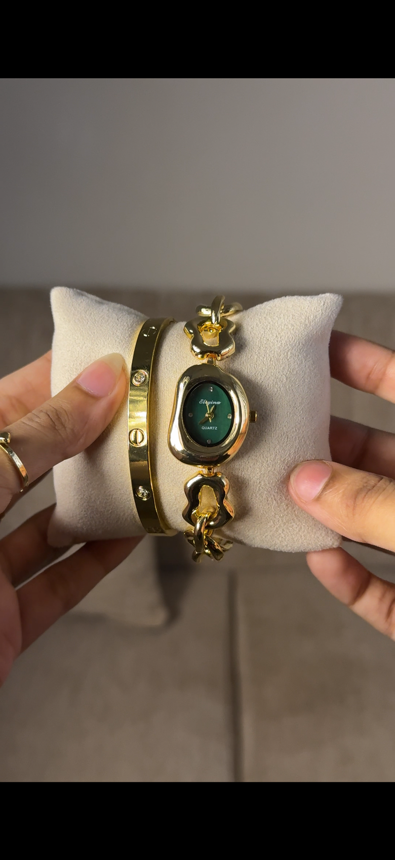 Eliyina Bean Emerald + Clover Bracelet (Free) + Mystery Ring (Free)