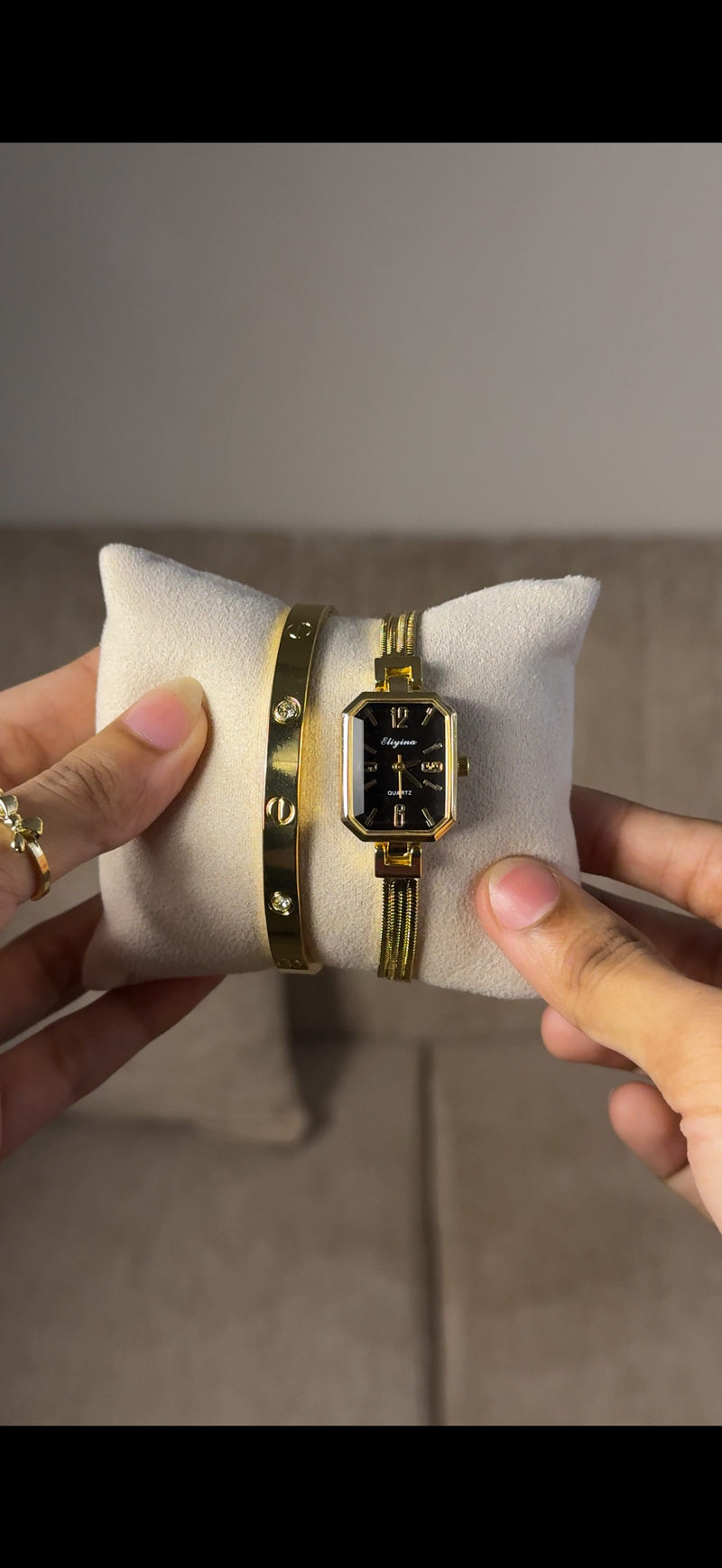 Eliyina Retangular Black + Cartier Love Bracelet (Free)