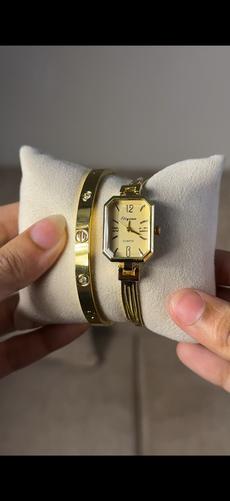 Eliyina Retangular Golden + Cartier Love Bracelet (Free)