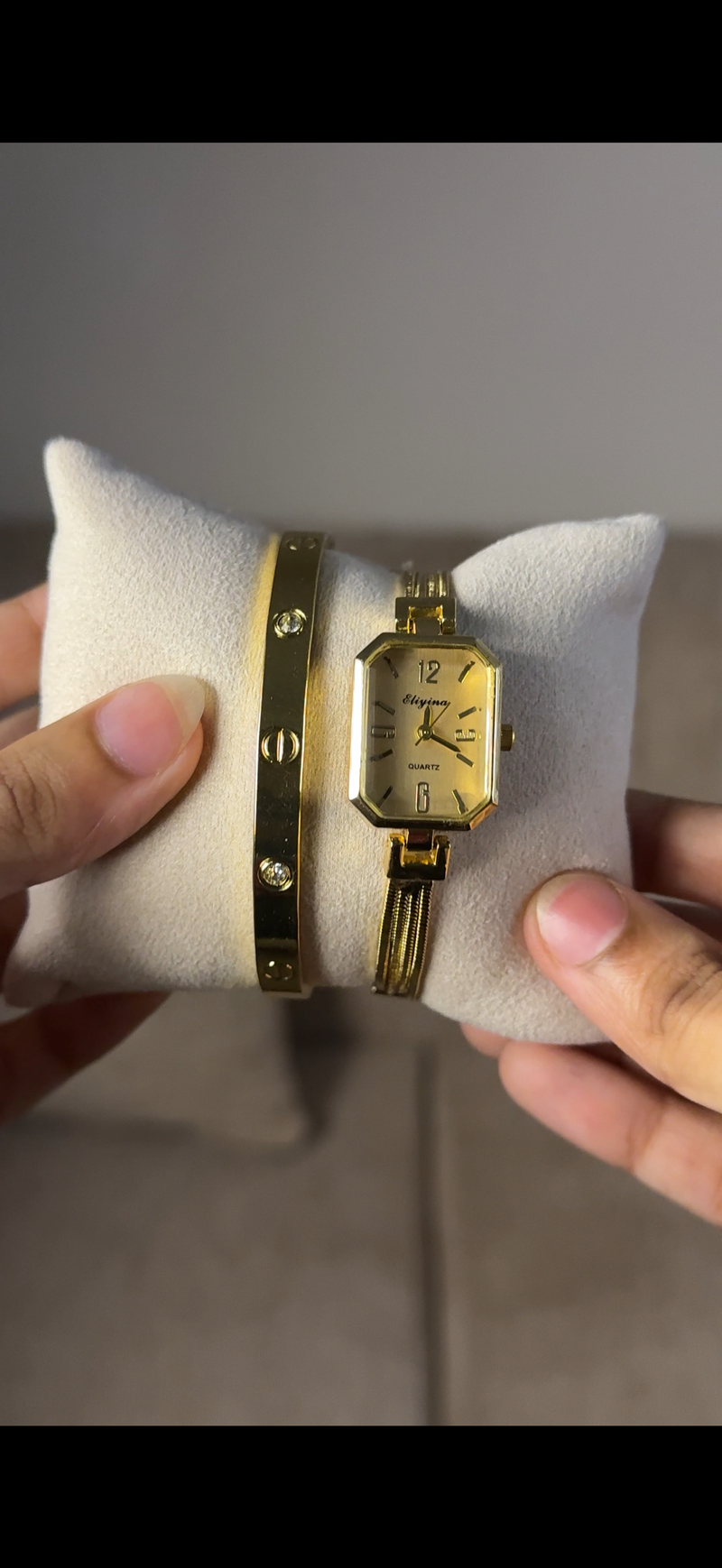 Eliyina Retangular Golden + Cartier Love Bracelet (Free)