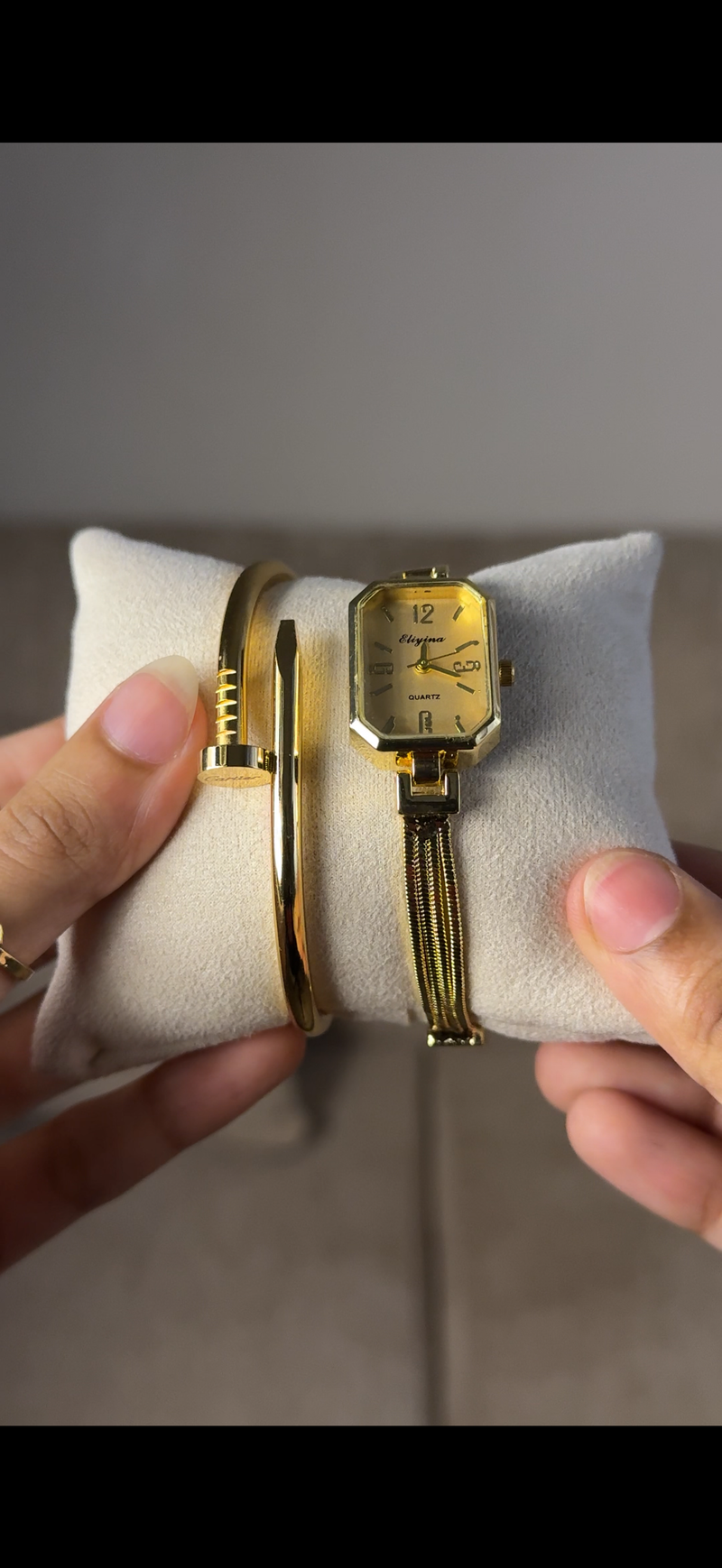 Eliyina Retangular Golden + Cartier Love Bracelet (Free)